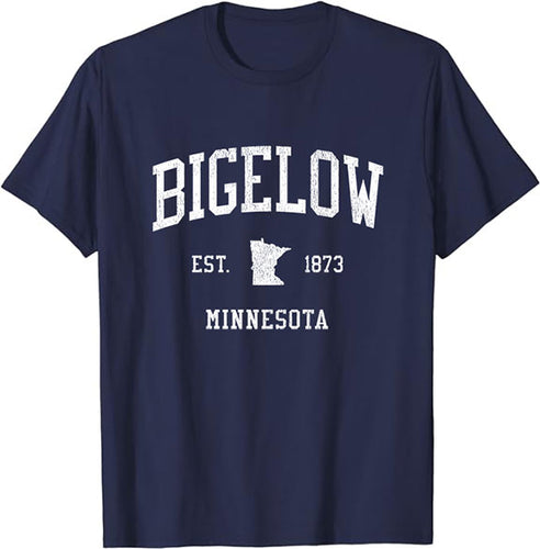 Bigelow Minnesota MN T-Shirt Vintage Athletic Sports Design Tee