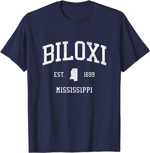 Biloxi Mississippi MS T-Shirt Vintage Athletic Sports Design Tee