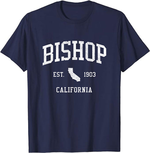 Bishop California CA T-Shirt Vintage Athletic Sports Design Tee