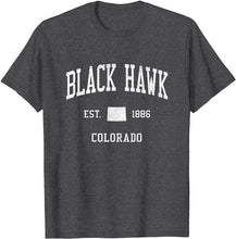 Black Hawk Colorado CO T-Shirt Vintage Athletic Sports Design Tee