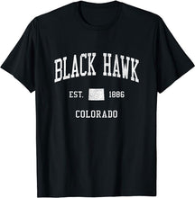 Black Hawk Colorado CO T-Shirt Vintage Athletic Sports Design Tee