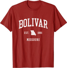 Bolivar Missouri MO T-Shirt Vintage Athletic Sports Design Tee