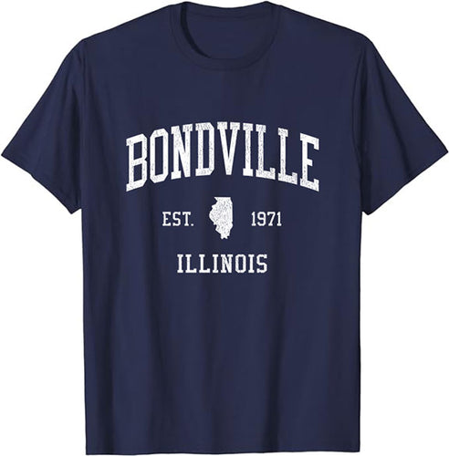 Bondville Illinois IL T-Shirt Vintage Athletic Sports Design Tee