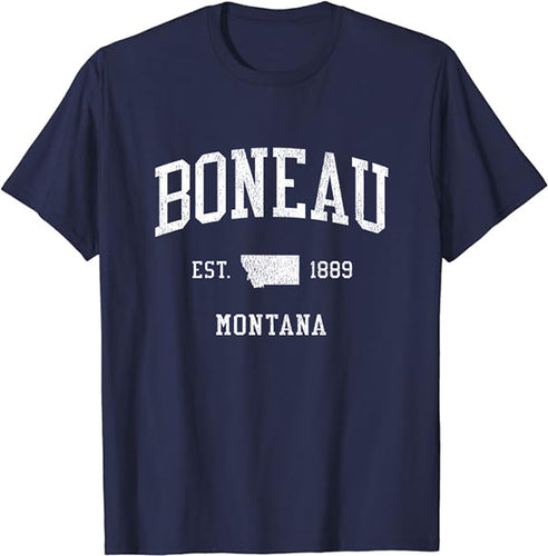 Boneau Montana MT T-Shirt Vintage Athletic Sports Design Tee