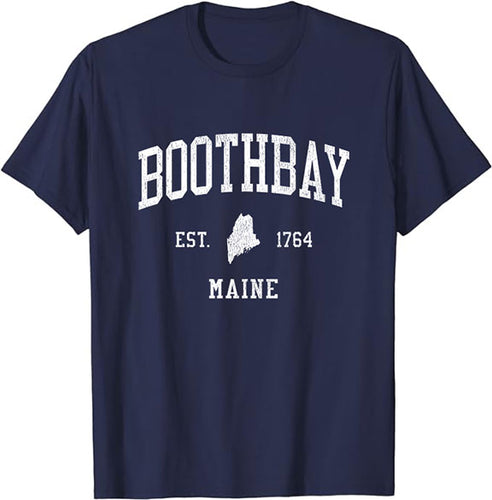 Boothbay Maine ME T-Shirt Vintage Athletic Sports Design Tee