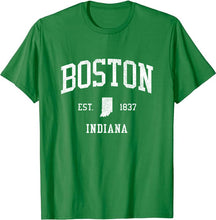 Boston Indiana IN T-Shirt Vintage Athletic Sports Design Tee