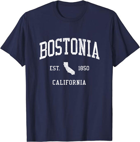 Bostonia California CA T-Shirt Vintage Athletic Sports Design Tee