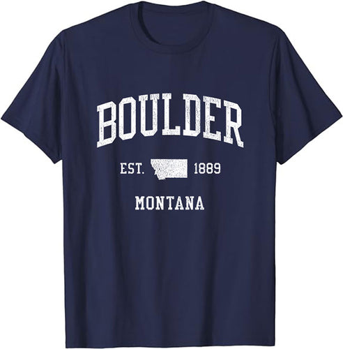 Boulder Montana MT T-Shirt Vintage Athletic Sports Design Tee