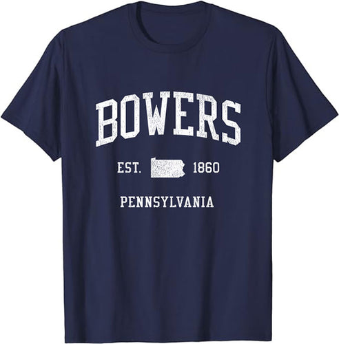 Bowers Pennsylvania PA T-Shirt Vintage Athletic Sports Design Tee