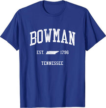 Bowman Tennessee TN T-Shirt Vintage Athletic Sports Design Tee