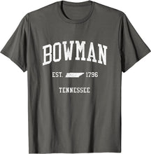 Bowman Tennessee TN T-Shirt Vintage Athletic Sports Design Tee