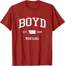 Boyd Montana MT T-Shirt Vintage Athletic Sports Design Tee