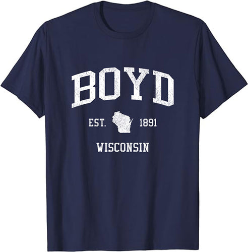 Boyd Wisconsin WI T-Shirt Vintage Athletic Sports Design Tee