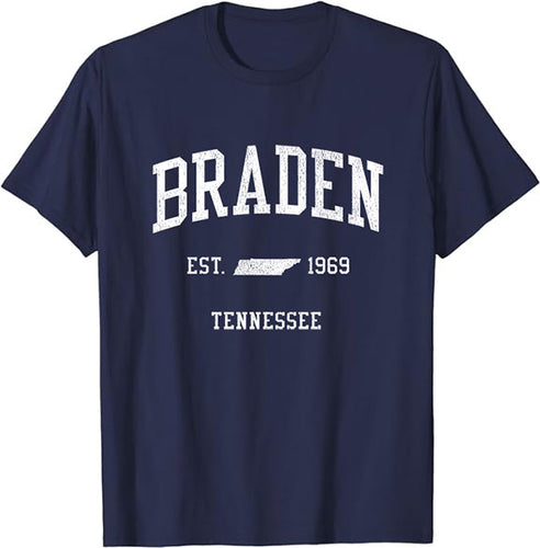 Braden Tennessee TN T-Shirt Vintage Athletic Sports Design Tee