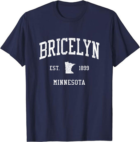 Bricelyn Minnesota MN T-Shirt Vintage Athletic Sports Design Tee