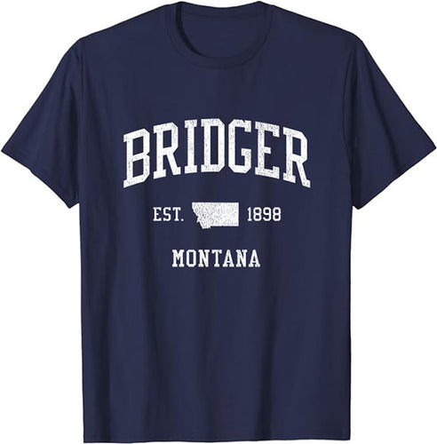 Bridger Montana MT T-Shirt Vintage Athletic Sports Design Tee