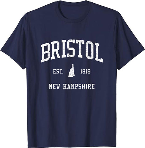 Bristol New Hampshire NH T-Shirt Vintage Athletic Sports Design Tee