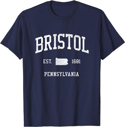 Bristol Pennsylvania PA T-Shirt Vintage Athletic Sports Design Tee