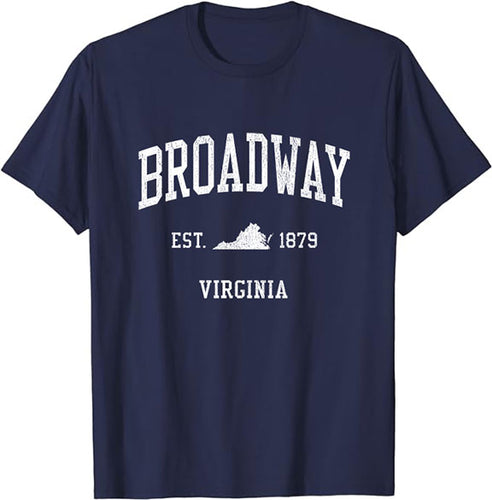 Broadway Virginia VA Vintage Athletic Sports Design T-Shirt JS01