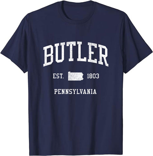 Butler Pennsylvania PA T-Shirt Vintage Athletic Sports Design Tee