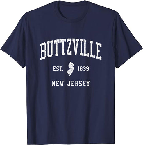 Buttzville New Jersey NJ T-Shirt Vintage Athletic Sports Design Tee