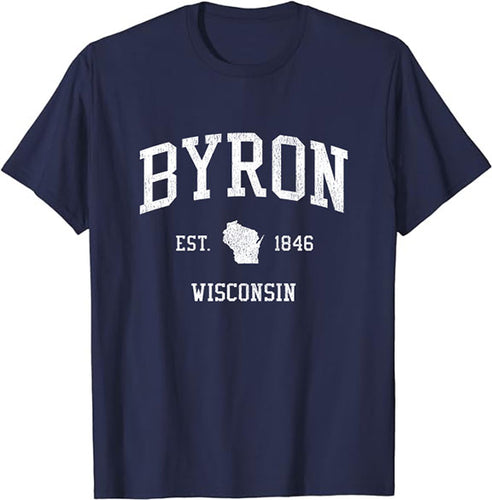 Byron Wisconsin WI T-Shirt Vintage Athletic Sports Design Tee