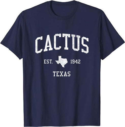 Cactus Texas TX T-Shirt Vintage Athletic Sports Design Tee