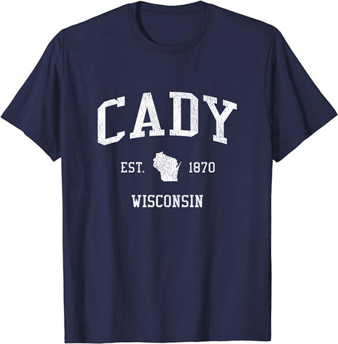 Cady Wisconsin WI T-Shirt Vintage Athletic Sports Design Tee