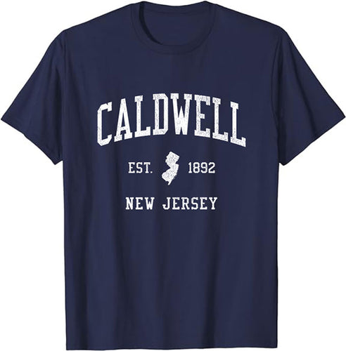 Caldwell New Jersey NJ T-Shirt Vintage Athletic Sports Design Tee