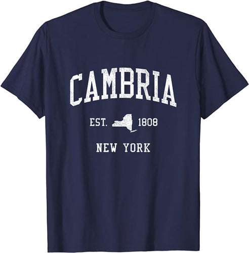 Cambria New York NY T-Shirt Vintage Athletic Sports Design Tee