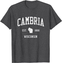 Cambria Wisconsin WI T-Shirt Vintage Athletic Sports Design Tee