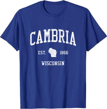 Cambria Wisconsin WI T-Shirt Vintage Athletic Sports Design Tee