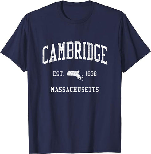 Cambridge Massachusetts MA T-Shirt Vintage Athletic Sports Design Tee