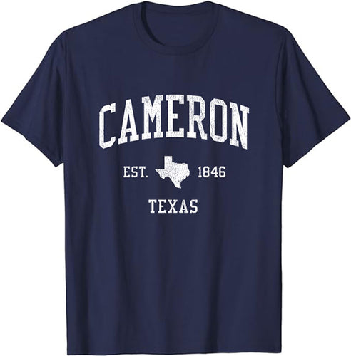 Cameron Texas TX T-Shirt Vintage Athletic Sports Design Tee