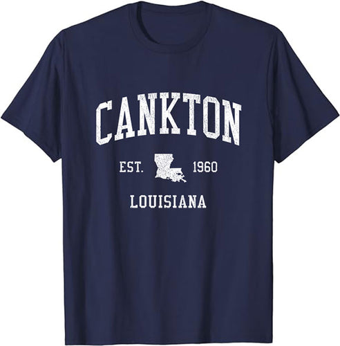 Cankton Louisiana LA T-Shirt Vintage Athletic Sports Design Tee