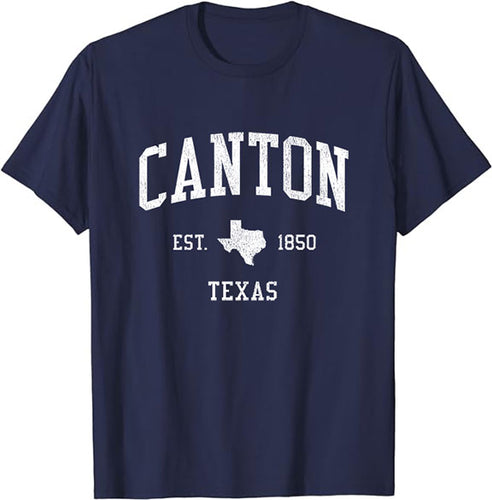 Canton Texas TX T-Shirt Vintage Athletic Sports Design Tee