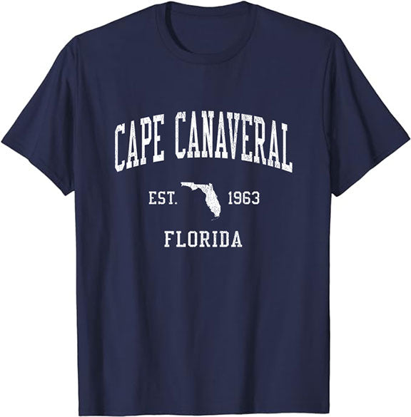 Cape Canaveral Florida FL T-Shirt Vintage Athletic Sports Design Tee