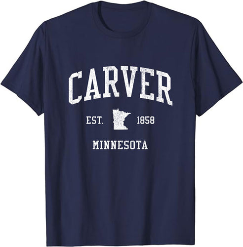 Carver Minnesota MN T-Shirt Vintage Athletic Sports Design Tee