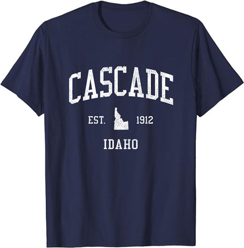 Cascade Idaho ID T-Shirt Vintage Athletic Sports Design Tee