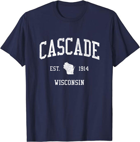 Cascade Wisconsin WI T-Shirt Vintage Athletic Sports Design Tee