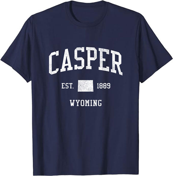 Casper Wyoming WY T-Shirt Vintage Athletic Sports Design Tee