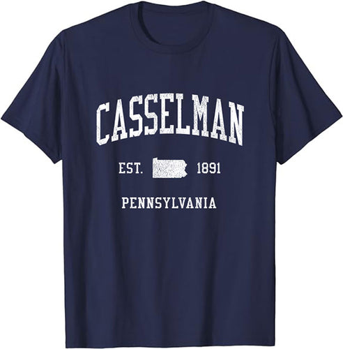 Casselman Pennsylvania PA T-Shirt Vintage Athletic Sports Design Tee