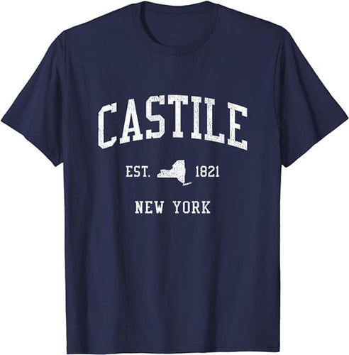 Castile New York NY T-Shirt Vintage Athletic Sports Design Tee