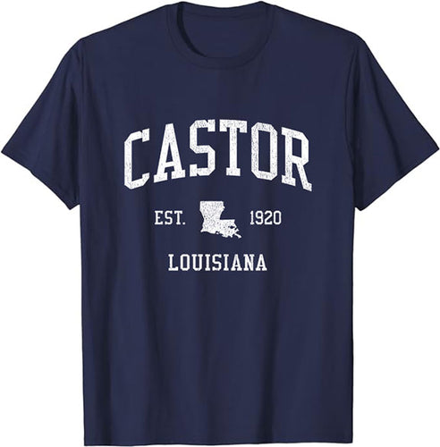 Castor Louisiana LA T-Shirt Vintage Athletic Sports Design Tee