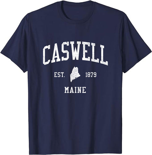 Caswell Maine ME T-Shirt Vintage Athletic Sports Design Tee