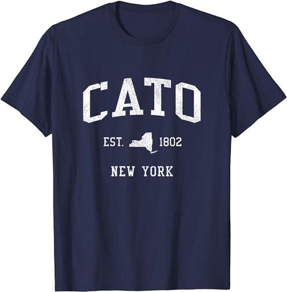 Cato New York NY T-Shirt Vintage Athletic Sports Design Tee