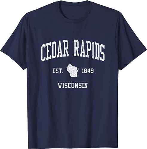 Cedar Rapids Wisconsin WI T-Shirt Vintage Athletic Sports Design Tee