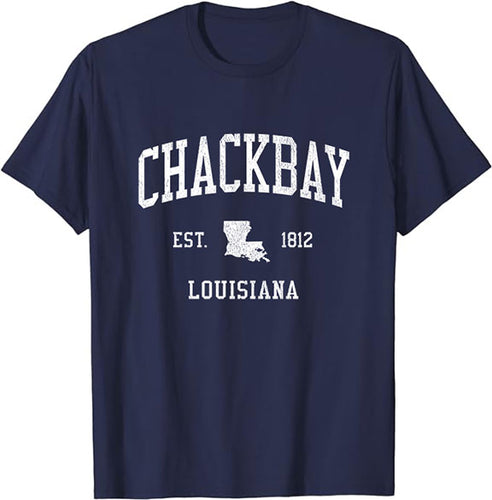 Chackbay Louisiana LA T-Shirt Vintage Athletic Sports Design Tee