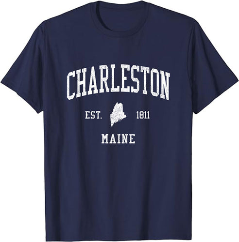 Charleston Maine ME T-Shirt Vintage Athletic Sports Design Tee