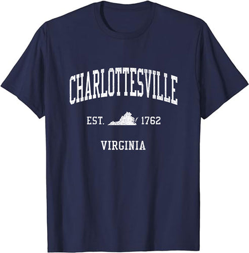 Charlottesville Virginia VA Vintage Athletic Sports Design T-Shirt JS01